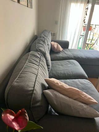 Sofá 3 plazas Hakebo gris oscuro con chaiselongue