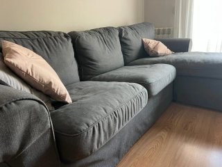 Sofá 3 plazas Hakebo gris oscuro con chaiselongue