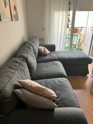 Sofá 3 plazas Hakebo gris oscuro con chaiselongue