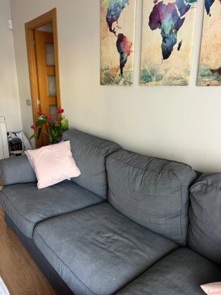 Sofá 3 plazas Hakebo gris oscuro con chaiselongue