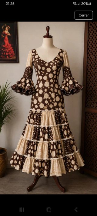 Vestido Flamenca Beige y Marrón
