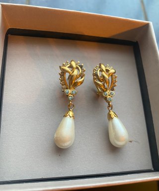 Pendientes con perlas y cristales turquesa