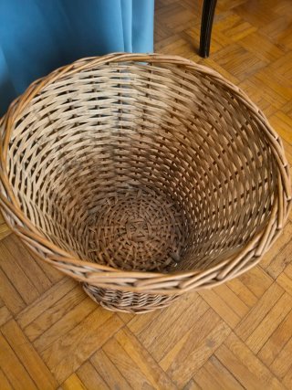 Cesta Mimbre Vintage / Papelera Trenzada
