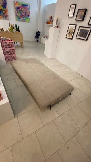 Sofá cama beige tela reclinable