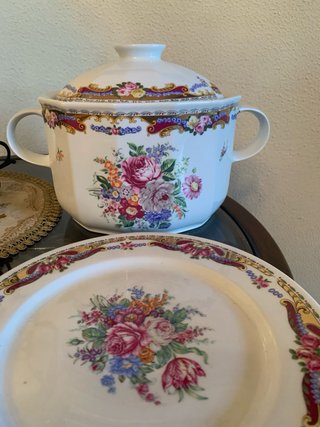 Sopera grande y plato de porcelana Limoges