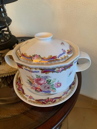 Sopera grande y plato de porcelana Limoges