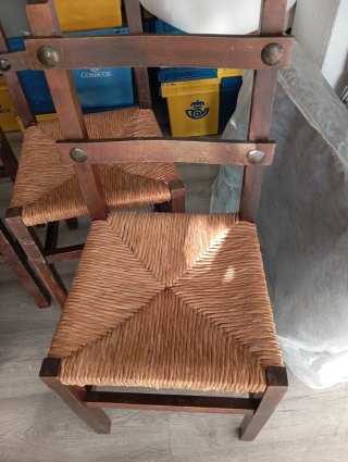 Sillas de madera y yute (4 unidades)