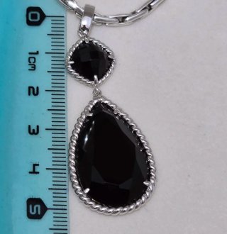 Collar Plata 925 Colgante Doble Negro
