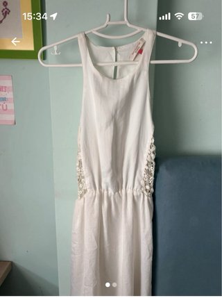 Vestido blanco ibicenco con detalles