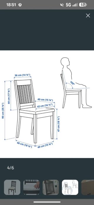 Silla Nåsinge madera y tela beige de IKEA.