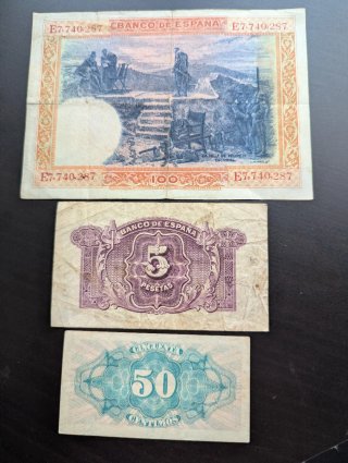 Lote 3 Billetes Españoles