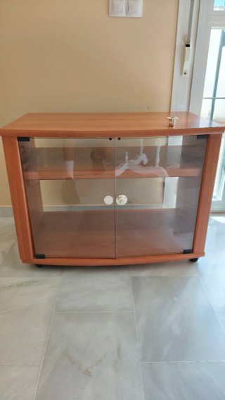 Mueble auxiliar madera y cristal