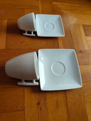 Juego 2 Tazas Café Porcelana Blanca