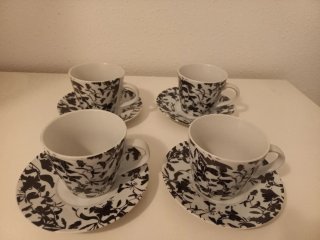 Juego 4 Tazas Café Porcelana