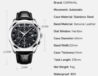 Reloj pulsera Automático Acero Negro Hombre