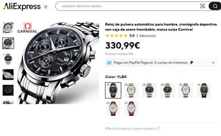 Reloj pulsera Automático Acero Negro Hombre