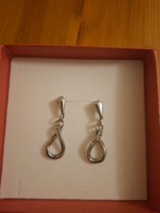 Pendientes largos acero con circonitas