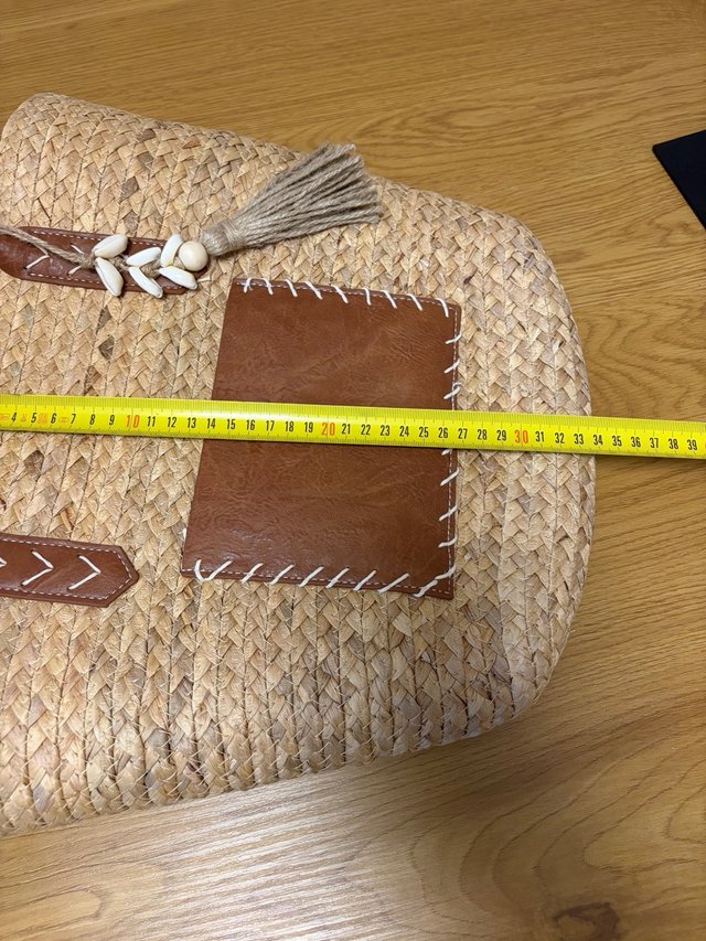 Bolso shopper rafia boho beige y marrón