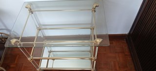 Juego 2 mesas cristal espejo doradas
