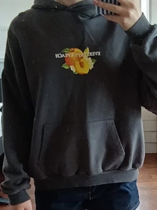 Sudadera gris con estampado de melocotón