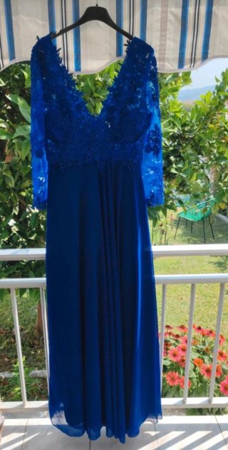 Vestido fiesta azul talla Xl con pedrería