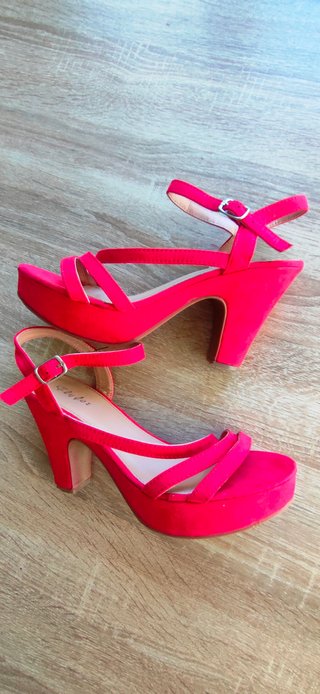 Sandalias Flyfor tacón plataforma rojas