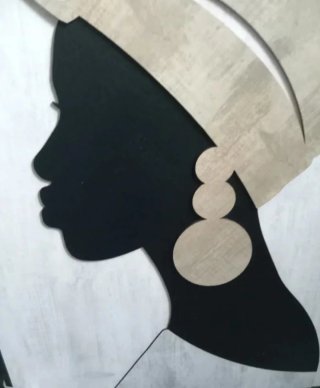 Cuadro Decorativo Mujer Africana Madera