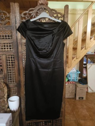 Vestido fiesta negro manga corta Talla 45