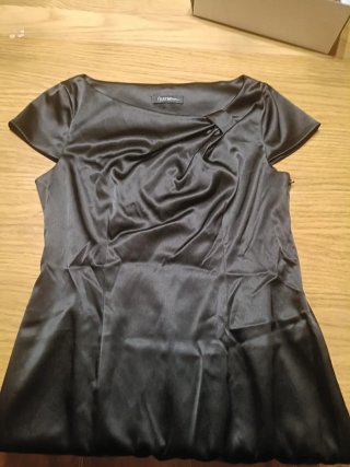 Vestido fiesta negro manga corta Talla 45