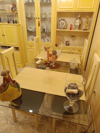 Mesa de comedor cristal y piedra
