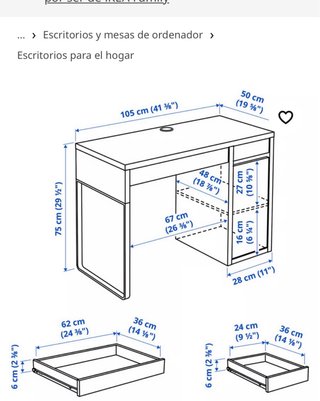 Escritorio Blanco Ikea con Cajón