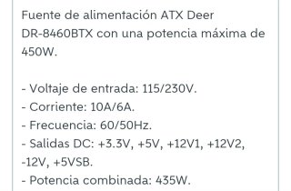fuente de alimentación para ordenador de sobremesa