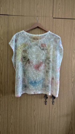 Blusa transparente lentejuelas talla XL