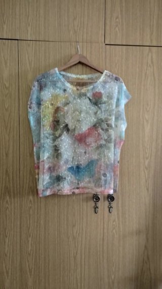 Blusa transparente lentejuelas talla XL