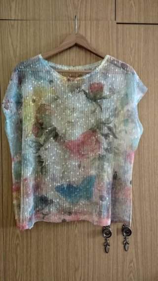Blusa transparente lentejuelas talla XL