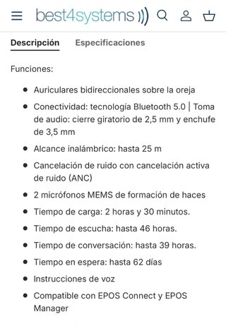 Auriculares EPOS Sennheiser ADAPT 360 Blancos
