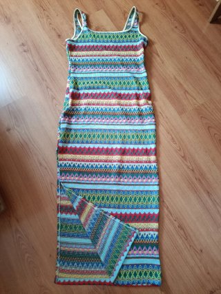 Vestido largo estampado étnico