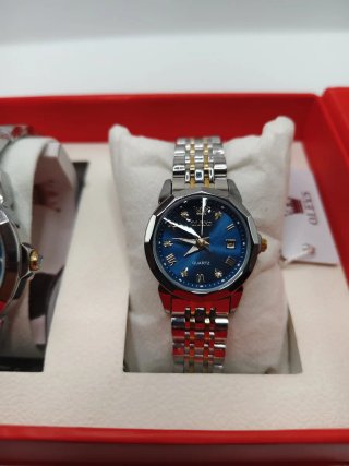 Conjunto Relojes Pareja OLEVS Azul y Dorado