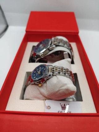 Conjunto Relojes Pareja OLEVS Azul y Dorado