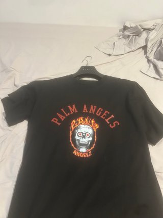Camiseta Palm Angels Negra Calavera Fuego