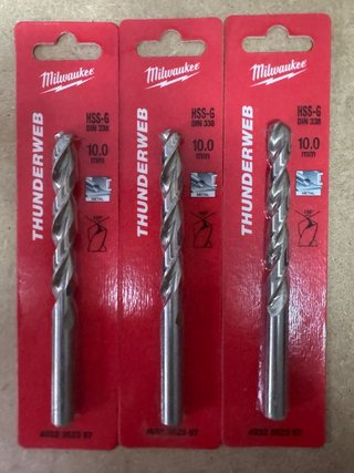 3 Brocas Milwaukee Thunderweb HSS-G 10mm