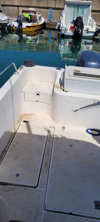 Barco de pesca con motor fueraborda