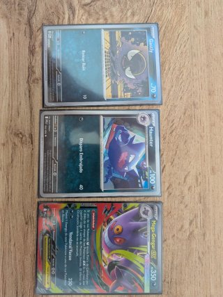 Pack 3 Cartas Pokémon Gastly, Haunter, Mega-Gengar