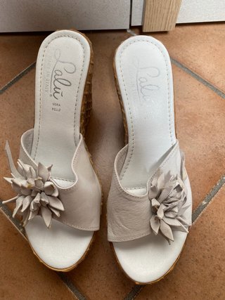 Sandali Lalu in vera pelle bianchi