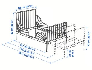 Cama Minnen metal blanco con 3 posiciones