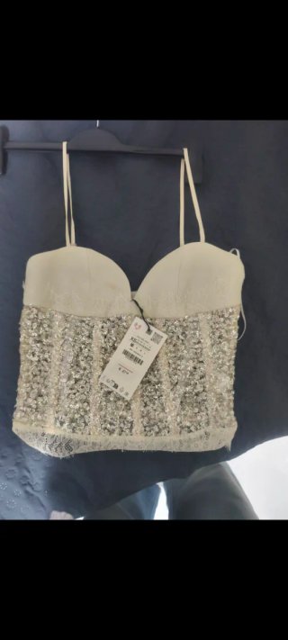 Top corsetero lentejuelas Zara talla Xs