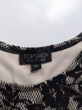 Vestido Topshop encaje negro y beige Talla XS