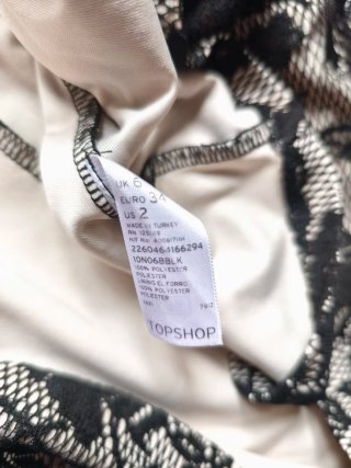 Vestido Topshop encaje negro y beige Talla XS