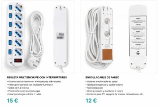 Lote 2 Regletas Eléctricas Nuevas con Interruptor