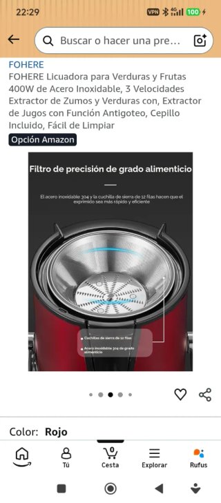 FOHERE Licuadora 400W Acero Inoxidable.